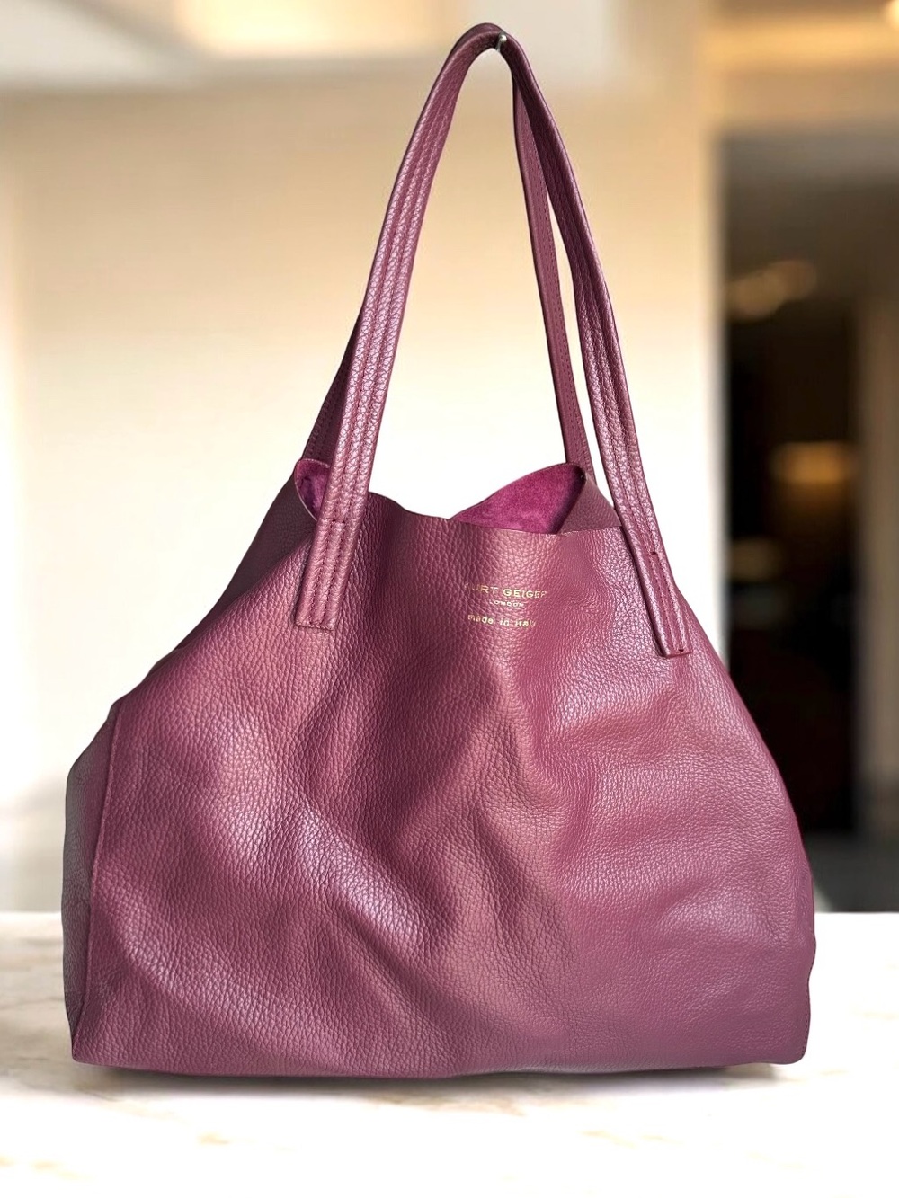 Kurt Geiger London Leather Tote Bag Burgundy